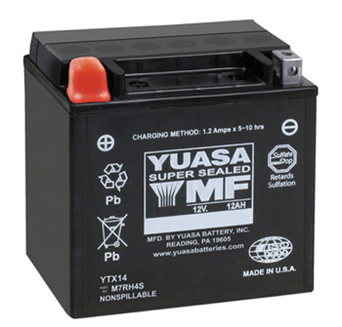 Yuasa Ytx14 Factory Activated Maintenance Free 12 Volt Battery