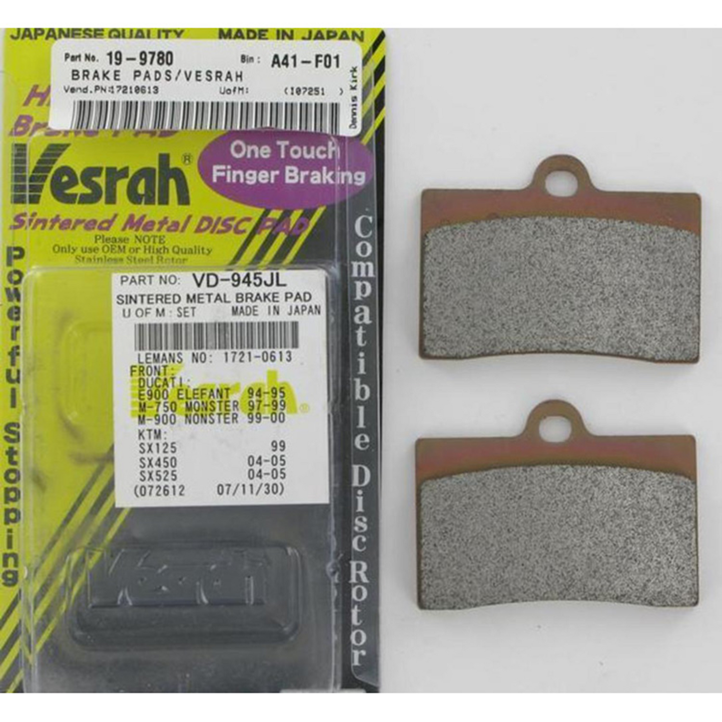Vesrah Sintered Metal Brake Pads, Vd-140jl