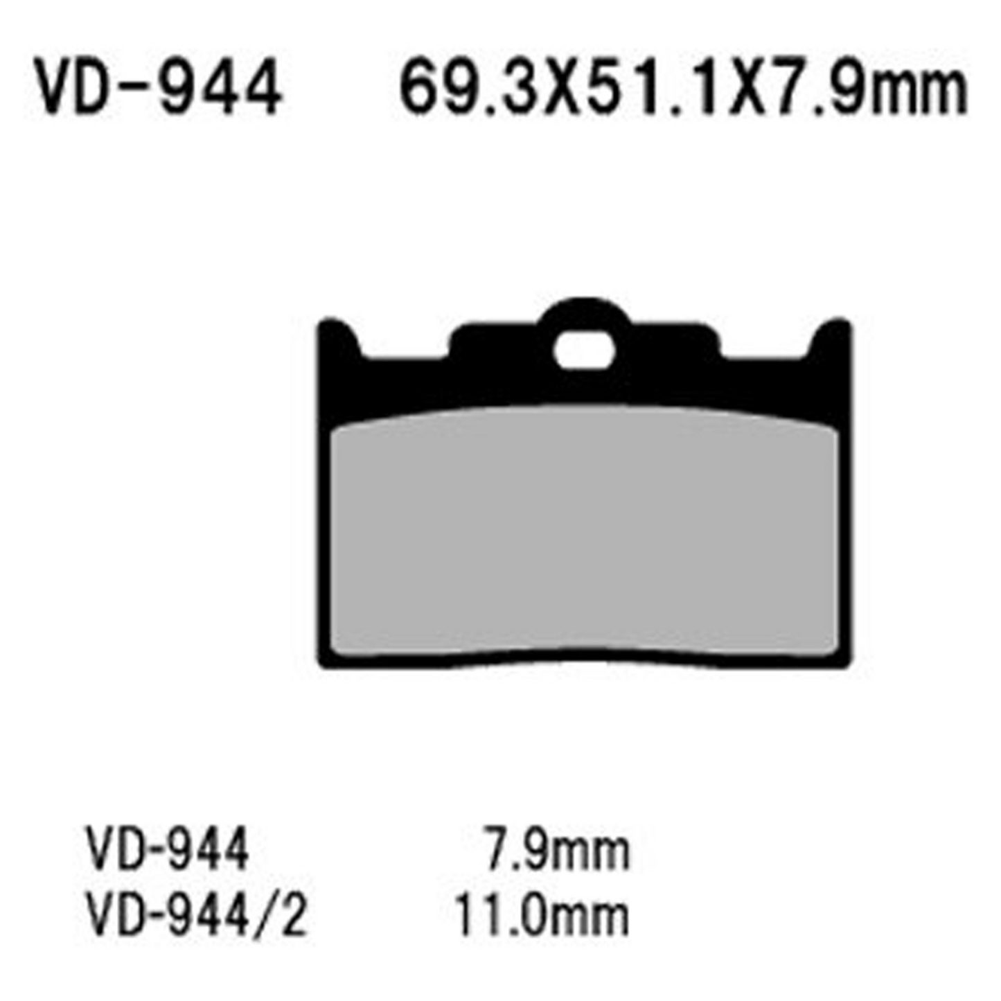 Vesrah Semi-metallic Brake Pads, Vd-944/2