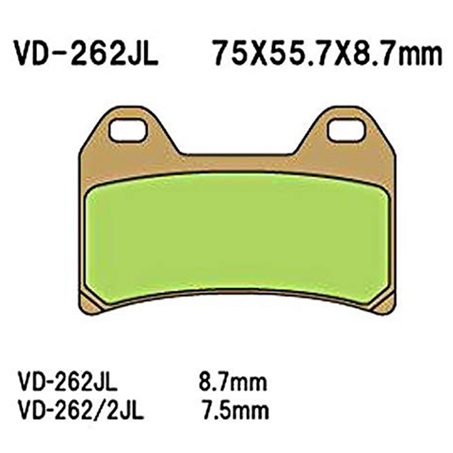 Vesrah Sintered Metal Brake Pads, Vd-262/2jl